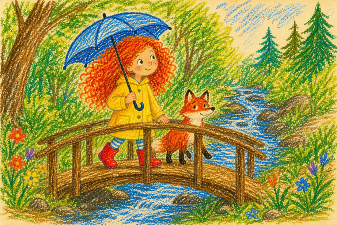 Crayon illustration rendered by GPT Image 2, scene 2, from its scene 1