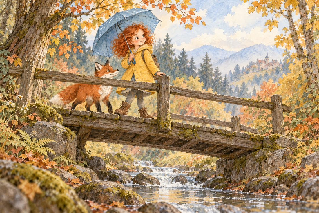 Watercolor storybook rendered by GPT Image 2.5, scene 2, from its scene 1