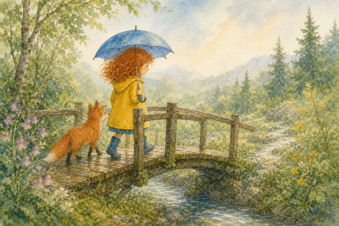 Watercolor storybook rendered by GPT Image 2, scene 2, from its scene 1